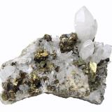 Quartz, Chalcopyrite<br />Maramures, Romania<br />Specimen size 12 cm, largest quartz 4 cm, largest chalcopyrite 2 cm<br /> (Author: Tobi)