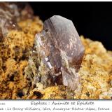 Axinite-(Fe) and Epidote<br />Le Bourg d'Oisans, Grenoble, Isère, Auvergne-Rhône-Alpes, France<br />fov 23 mm<br /> (Author: ploum)
