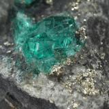 Beryl (variety emerald), Pyrite, Calcite<br />Chivor mining district, Municipio Chivor, Eastern Emerald Belt, Boyacá Department, Colombia<br />36mm x 45mm x 37mm, xls=13 & 5mm<br /> (Author: Fiebre Verde)