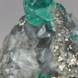 Beryl (variety emerald), Pyrite, Calcite<br />Chivor mining district, Municipio Chivor, Eastern Emerald Belt, Boyacá Department, Colombia<br />36mm x 45mm x 37mm, xls=13 & 5mm<br /> (Author: Fiebre Verde)