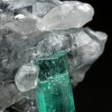 Beryl (variety emerald), Calcite<br />La Pita mining district, Polveros Mine, Municipio Maripí, Western Emerald Belt, Boyacá Department, Colombia<br />39mm x 32mm x 21mm, xl=12mm<br /> (Author: Fiebre Verde)