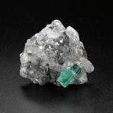 Beryl (variety emerald), Calcite<br />La Pita mining district, Polveros Mine, Municipio Maripí, Western Emerald Belt, Boyacá Department, Colombia<br />39mm x 32mm x 21mm, xl=12mm<br /> (Author: Fiebre Verde)