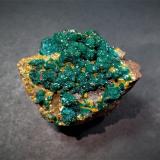 Dioptase, Wulfenite<br />Mindouli, Mindouli District, Pool Department, Republic of the Congo<br />46 mm x 45 mm x 33 mm<br /> (Author: Don Lum)
