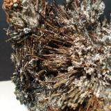 Stibnite, Stibiconite, Gypsum<br />Torre Carige, Capalbio, Grosseto Province, Tuscany, Italy<br />155 x 132 mm<br /> (Author: Sante Celiberti)