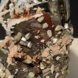 Pyrite, Sulphur, Calcite<br />Niccioleta Mine, Massa Marittima, Grosseto Province, Tuscany, Italy<br />10 x 7,5 cm<br /> (Author: Sante Celiberti)