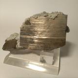 Pyrite, Aragonite (variety Boccheggiano-type aragonite)<br />Boccheggiano Mines, Montieri, Grosseto Province, Tuscany, Italy<br />98 x 49 mm<br /> (Author: Sante Celiberti)