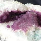 Fluorite on druzy Quartz<br />Baimashan tunnel (construction site), Qianbaxia, Wuyishan, Nanping Prefecture, Fujian Province, China<br />15 x 9 x 6 cm<br /> (Author: Volkmar Stingl)