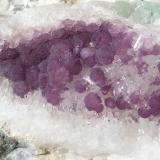 Fluorite on druzy Quartz<br />Baimashan tunnel (construction site), Qianbaxia, Wuyishan, Nanping Prefecture, Fujian Province, China<br />15 x 9 x 6 cm<br /> (Author: Volkmar Stingl)