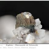 Marcasite and Dolomite<br />Beez, Namur District, Namur Province, Wallonia, Belgium<br />fov 6.5 mm<br /> (Author: ploum)