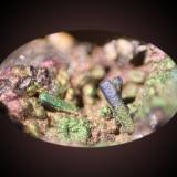 Cerussite, Goethite<br />San Valentín open pit, Sancti Espíritu, Sierra Minera de Cartagena-La Unión, La Unión, Comarca Campo de Cartagena, Region of Murcia (Murcia), Spain<br />FOV 7 mm<br /> (Author: Firmo Espinar)