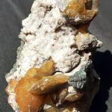 Wulfenite, DolomiteTsumeb Mine, Tsumeb, Otjikoto Region, Namibia6 x 4 cm (Author: Volkmar Stingl)