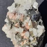 Rhodochrosite, Sphalerite, Pyrrhotite, Pyrite, Quartz, CalciteStan Trg (Stari Trg) Mine, Trep&#269;a Complex, Trep&#269;a Valley, Kosovska Mitrovica, Kosovska Mitrovica District, Kosovo5 x 3,5 cm (Author: Volkmar Stingl)