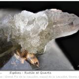 Rutile in/on Quartz<br />Grand Pic de la Lauzière, La Lauzière Massif, Saint-Jean-de-Maurienne, Savoie, Auvergne-Rhône-Alpes, France<br />fov 9.0 mm<br /> (Author: ploum)