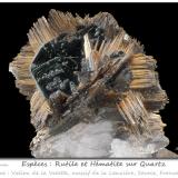 Rutile and Hematite<br />Grand Pic de la Lauzière, La Lauzière Massif, Saint-Jean-de-Maurienne, Savoie, Auvergne-Rhône-Alpes, France<br />fov 10 mm<br /> (Author: ploum)