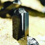Olivenite<br />Milpillas Mine, level 992, Cuitaca, Municipio Santa Cruz, Sonora, Mexico<br />Crystal size: 1.2 × 0.2 cm<br /> (Author: Jordi Fabre)