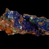 Azurite and Malachite<br />M'Cissi, Alnif Commune, Tinghir Province, Drâa-Tafilalet Region, Morocco<br />180 mm x 50 mm x 60 mm<br /> (Author: Dany Mabillard)