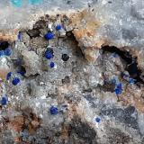 Azurite, Dolomite, Tetrahedrite<br />Ringenwechsel Mining District, Troi, District Schwaz, Inn Valley, North Tyrol, Tyrol/Tirol, Austria<br />FoV ca. 3 x 2 cm<br /> (Author: Volkmar Stingl)