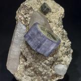 Fluorapatite with Quartz, Siderite, Muscovite and Chlorite<br />Minas da Panasqueira, Aldeia de São Francisco de Assis, Covilhã, Castelo Branco, Cova da Beira, Centro, Portugal<br />Specimen size: 11.6 × 7.8 × 6.5 cm / Fluorapatite crystal size: 4 × 2.1 cm<br /> (Author: Jordi Fabre)