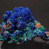 Azurite and Malachite<br />M'Cissi, Alnif Commune, Tinghir Province, Drâa-Tafilalet Region, Morocco<br />6.5 x 4.0 x 3.0 cm<br /> (Author: Michael Shaw)