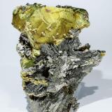 Chalcopyrite with Arsenopyrite and Siderite<br />Minas da Panasqueira, Aldeia de São Francisco de Assis, Covilhã, Castelo Branco, Cova da Beira, Centro, Portugal<br />Specimen size: 13.1 × 10.4 × 7.1 cm / main crystal size: 5 × 3.3 cm<br /> (Author: Jordi Fabre)