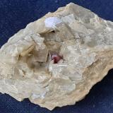 Cinnabar, Siderite<br />Erzberg, Eisenerz (Steiermark), Leoben District, Styria/Steiermark, Austria<br />4 x 2 cm<br /> (Author: Volkmar Stingl)