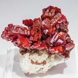 Vanadinite<br />Coud'a, Mibladen mining district, Mibladen, Midelt, Midelt Province, Drâa-Tafilalet Region, Morocco<br />Specimen size: 6.8 × 3.7 × 6.7 cm / main crystal size: 2.2 × 1.5 cm<br /> (Author: Jordi Fabre)
