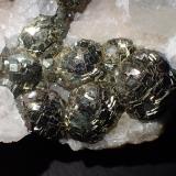 Pyrite, Calcite<br />Rivet Quarry, level 1, Peyrebrune area, Montredon-Labessonnié, Le Haut Dadou, Castres, Tarn, Occitanie, France<br />66 mm x 42 mm x 18 mm<br /> (Author: Don Lum)