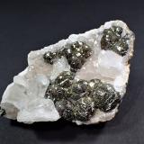 Pyrite, CalciteRivet Quarry, level 1, Peyrebrune area, Montredon-Labessonnié, Le Haut Dadou, Castres, Tarn, Occitanie, France66 mm x 42 mm x 18 mm (Author: Don Lum)