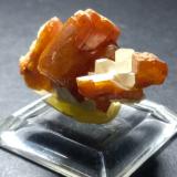 Vanadinite, Mimetite, Calcite<br />San Carlos Mine (Apex Mine), San Carlos, Municipio Manuel Benavides, Chihuahua, Mexico<br />35 x 21 mm<br /> (Author: Sante Celiberti)