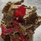 Realgar, Orpiment, Quartz<br />Palomo Mine, Castrovirreyna Province, Huancavelica Department, Peru<br />3 x 2,5 cm<br /> (Author: Volkmar Stingl)