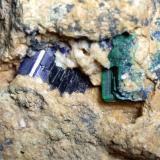 Azurite, Malachite<br />Calabona Mine, Alghero, Sassari Province, Sardinia/Sardegna, Italy<br />64 x 47 mm<br /> (Author: Sante Celiberti)