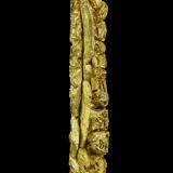 Gold (spinel twin)<br />Aouint Ighoman, Assa-Zag Province, Guelmim-Oued Noun Region, Morocco<br />Specimen size: 3.4 × 0.5 × 0.5 cm / main crystal size: 0.3 × 0.2 cm<br /> (Author: Jordi Fabre)