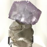 Fluorite on Quartz<br />Yaogangxian Mine, Yizhang, Chenzhou Prefecture, Hunan Province, China<br />4.5 cm edges for the fluorite<br /> (Author: Jean Suffert)