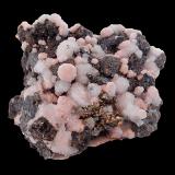 Rhodochrosite, Calcite, Pyrite and Sphalerite<br />Cerro de Pasco, Pasco Province, Pasco Department, Peru<br />64 mm x 52 mm x 29 mm<br /> (Author: Dany Mabillard)