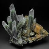 Quartz, Actinolite (variety byssolite)<br />Zeballos, Strathcona Regional District, Vancouver Island, British Columbia, Canada<br />8.8 x 6.2 x 8.4 cm<br /> (Author: am mizunaka)