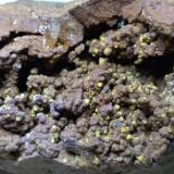 Smithsonite (after Calcite), GreenockiteCampo Pisano Mine, Iglesias, Sud Sardegna Province, Sardinia/Sardegna, Italy67 x 50 mm (Author: Sante Celiberti)