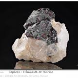 Hematite and Rutile<br />Cavradi, Curnera Valley, Tujetsch (Tavetsch), Vorderrhein Valley, Grischun (Grisons; Graubünden), Switzerland<br />fov 90 mm<br /> (Author: ploum)