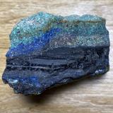 Djurleite and Chalcocite with Azurite and MalachiteNacimiento Mine, Chinle Formation, San Pablo, Cuba, Sandoval County, New Mexico, USA (Author: Shawn S)