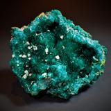 Dioptase, Calcite<br />Renéville, Kindanba District, Pool Department, Republic of the Congo<br />76 mm x 71 mm x 40 mm<br /> (Author: Don Lum)