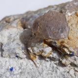 Fluorite, Quartz (variety chalcedony), AzuriteYongping Mine, Yongping, Yanshan, Shangrao Prefecture, Jiangxi Province, China9 x 6,5 cm (Author: Volkmar Stingl)