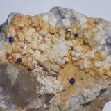 Fluorite, Quartz (variety chalcedony), Azurite<br />Yongping Mine, Yongping, Yanshan, Shangrao Prefecture, Jiangxi Province, China<br />9 x 6,5 cm<br /> (Author: Volkmar Stingl)