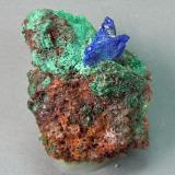 Linarite on Brochantite<br />Mammoth-St. Anthony Mine, St. Anthony deposit, Tiger, Mammoth District, Pinal County, Arizona, USA<br />4.5cm x 3.5cm<br /> (Author: rweaver)