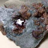 Grossularia (variedad hessonita), Clinocloro<br />Val di Susa, Provincia Ciudad metropolitana de Turín, Piamonte (Piemonte), Italia<br />73 x 59 mm<br /> (Autor: Sante Celiberti)