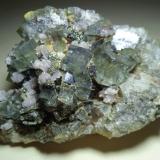 Fluorite, Pyrite, CalciteShangbao Mine, Leiyang, Hengyang Prefecture, Hunan Province, China10,5 x 6,5 cm (Author: Sante Celiberti)