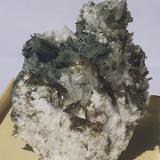 Epidote, Quartz, Titanite, Orthoclase (variety Adularia), Prehnite<br />Baveno, Maggiore Lake, Verbano-Cusio-Ossola Province, Piedmont (Piemonte), Italy<br />4 x 3,5 cm<br /> (Author: Volkmar Stingl)