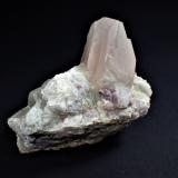 Beryl (variety morganite), Quartz, Lepidolite, Albite<br />Dara-I-Pech District (Pech District), Kunar Province (Konar), Afghanistan<br />89 mm x 78 mm x 32 mm<br /> (Author: Don Lum)