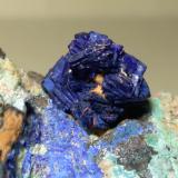 Azurite, Chalcocite, Phillipsburgite, Theisite<br />Sa Duchesa Mine, Oridda Valley, Domusnovas, Sud Sardegna Province, Sardinia/Sardegna, Italy<br />73 x 40 mm<br /> (Author: Sante Celiberti)