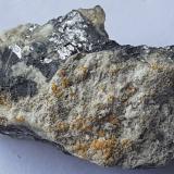 Galena, Wulfenite, Cerussite, Hydrocerussite (?)Haiming, Imst District, North Tyrol, Tyrol/Tirol, Austria2 x 1 cm (Author: Volkmar Stingl)
