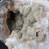 Millerite, Chalcopyrite, Quartz (variety chalcedony)Carretera U.S. Highway 27, Halls Gap, Condado Lincoln, Kentucky, USA2,5 x 2 cm (Author: Volkmar Stingl)
