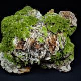 Pyromorphite on Fluorite, BaryteLes Farges Mine (Des Farges Mine), Ussel, Corrèze, Nouvelle-Aquitaine, France155 mm x 96 mm x 75 mm (Author: Don Lum)